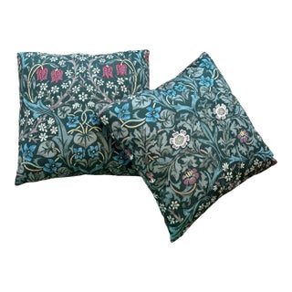 Sanderson Morris & Co "Blackthorn", 20" Feather Down Filled Square Pillows For Sale