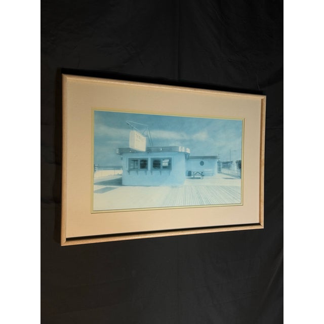Blue Early 21st Century Blue Coastal Boardwalk Framed Print For Sale - Image 8 of 8