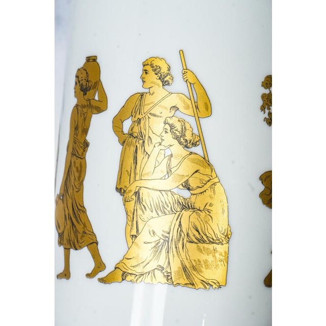 White Nice Cylinder Antique Neoclassical Porcelain Gold White Vase Gerold Porzellan Bavaria West Germany For Sale - Image 8 of 13