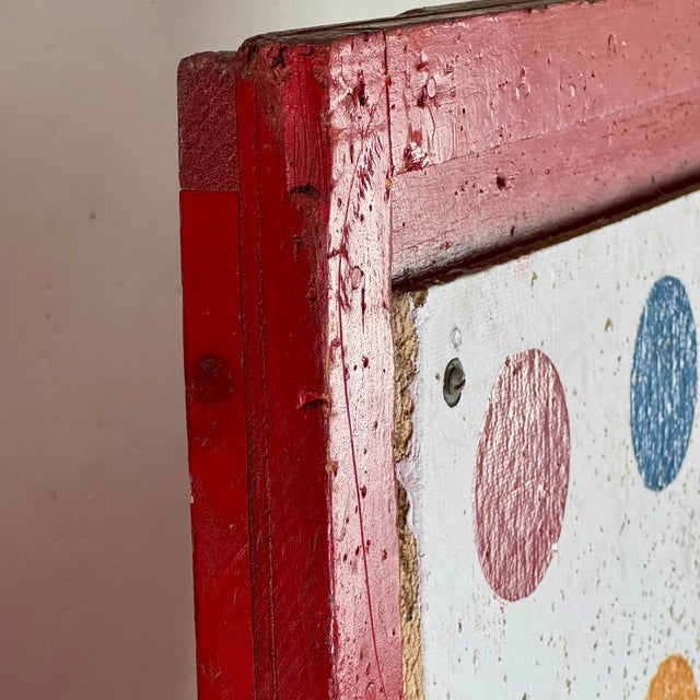 Mid 20th Century Rare to Market Vintage Carnival Fairground Polkadot Dart Board in Red Wood Frame For Sale - Image 5 of 9