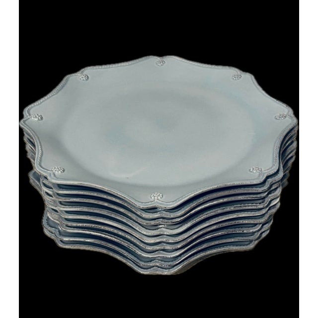Vintage Juliska Ceramics Charger “Berry and Thread Ice Blue Collection”- Set of 9 For Sale - Image 9 of 11