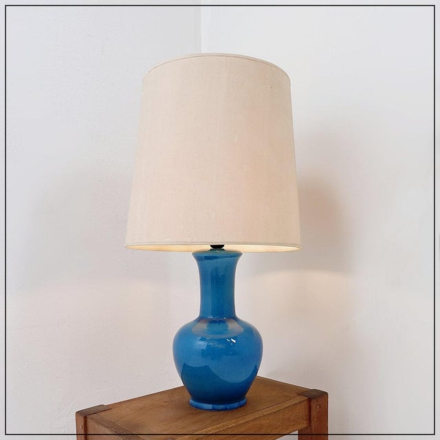 Turquoise Ceramic Table Lamp, 1960s For Sale - Image 13 of 13