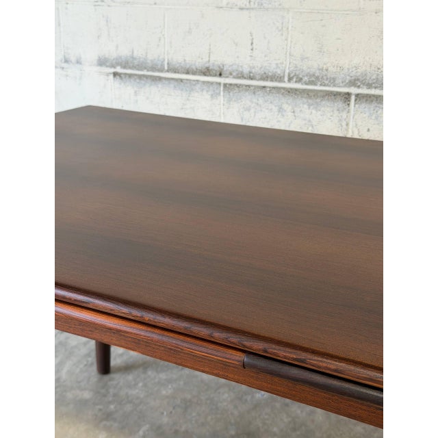 Danish Rosewood Dining Table With Expandable Pull Out Draw Leaves Denmark N&r Møbler 1960s For Sale - Image 11 of 14