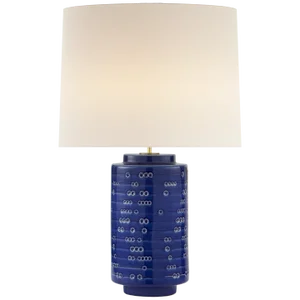 AERIN for Visual Comfort Signature Darina Large Table Lamp in Pebbled Blue with Linen Shade