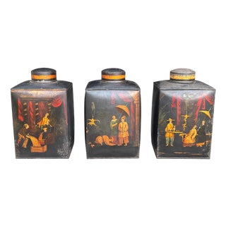 William IV Painted Toleware Tea Canisters, 1830, Set of 3 For Sale