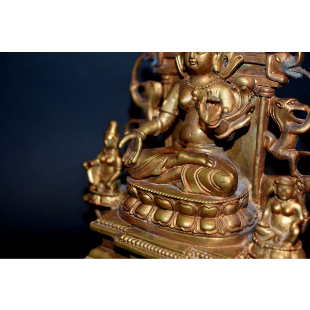 Gilt Bronze Tibetan Buddha Under Bodhi Tree For Sale - Image 15 of 16