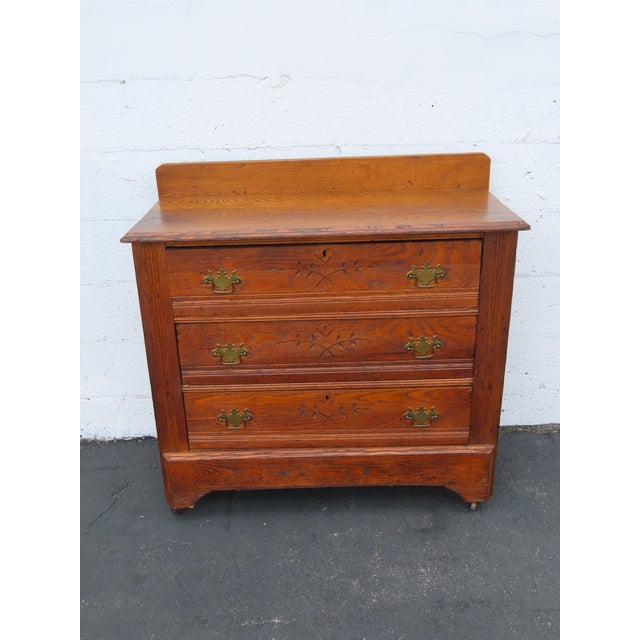Victorian Late 1800s Solid Oak Dresser 6886 For Sale - Image 12 of 16
