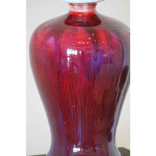 Stunning Marked Chinese Jingdezhen Oxblood Flambe Vase For Sale - Image 6 of 13