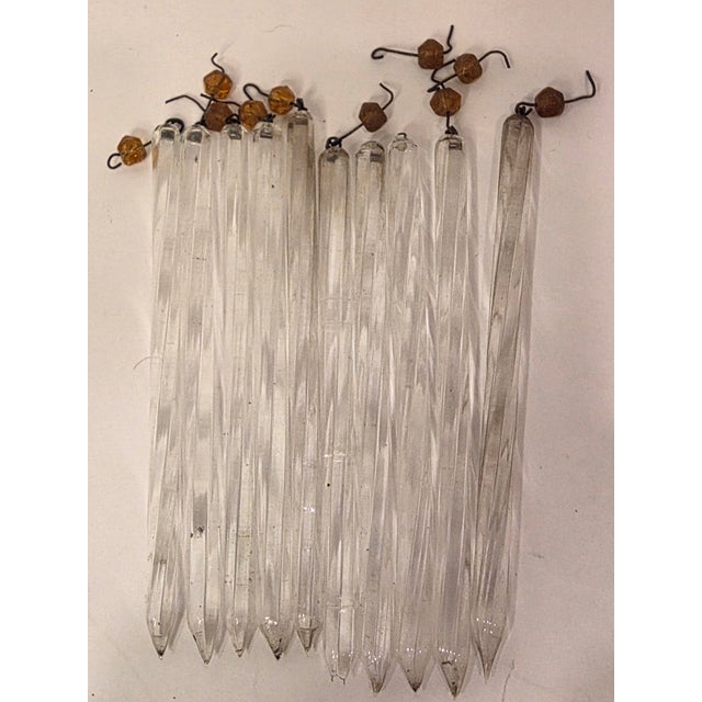 1900 - 1909 Blown Glass Tube Form Chandelier or Candelabra Drops For Sale - Image 5 of 12