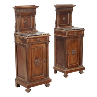 Neo-Renaissance Walnut Bedside Tables For Sale