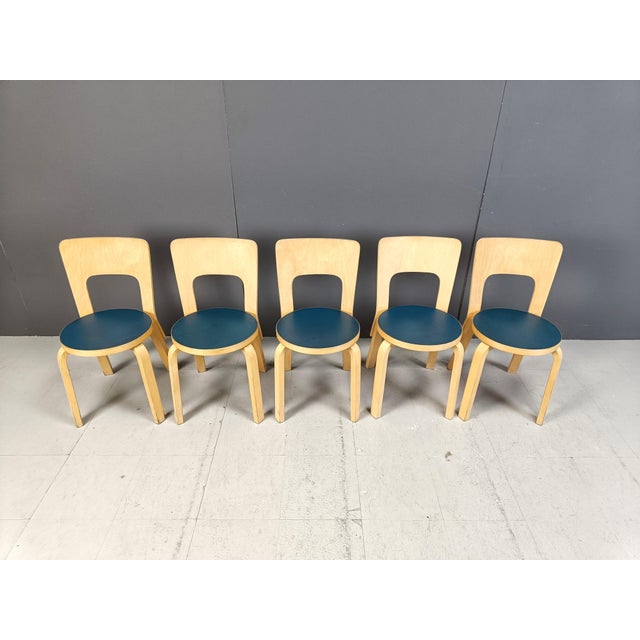Wood Model 66 Dining Chairs by Alvar Aalto for Artek, 1960s, Set of 5 For Sale - Image 7 of 16
