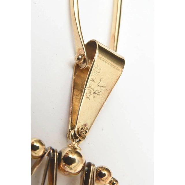 Gold Vintage Gold Wash Over Sterling Silver Sculptural Modernist Signed Pendant Necklace For Sale - Image 8 of 8