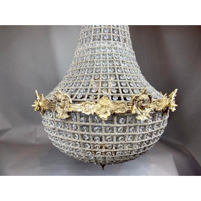 French 1970s French Louis XVI Gold Bronze Crystal Chandeliers-Pair For Sale - Image 3 of 11