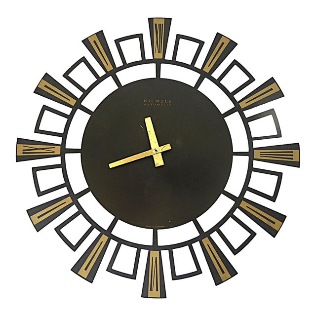 Kienzel Wall Clock Mid Century Modern Metal W. Battery Moment Germany 1960s For Sale