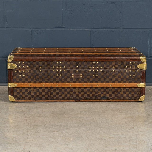 19th Century Antique Steamer Trunk in Damier Canvas from Louis Vuitton, France For Sale - Image 6 of 18