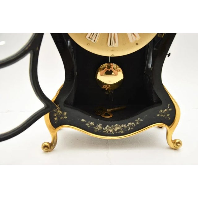 Black Vintage Swiss Hand-Painted Wall Clock from Le Castel, 1960s For Sale - Image 8 of 13