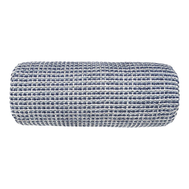 The House Of Scalamandré Heatherton Bolster Pillow In Navy For Sale
