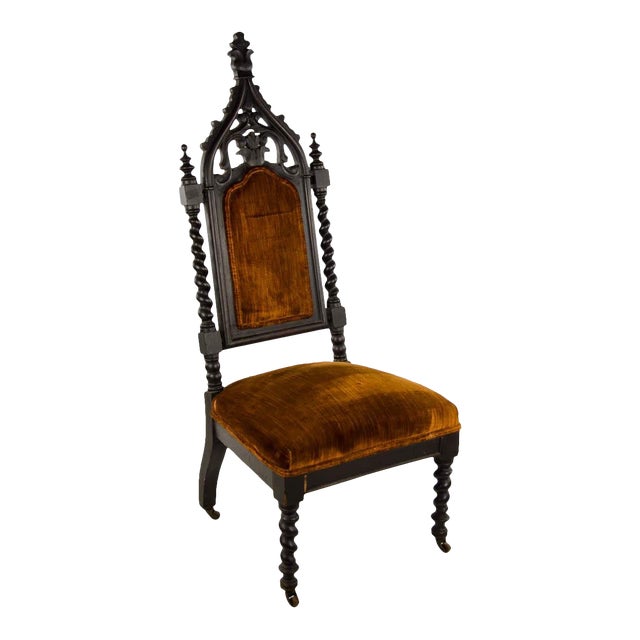 Late 19th Century Gothic Revival Upholstered Throne Side Chair Chairish