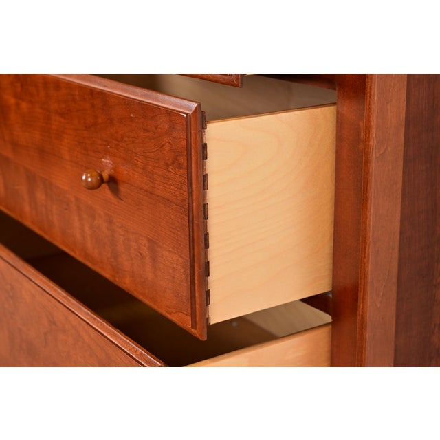 Wood Thomasville Arts & Crafts Shaker Cherry Wood Highboy Dresser For Sale - Image 7 of 14