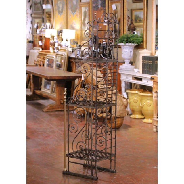 19th Century French Parisian Wrought Iron and Brass Baker’s Rack For Sale - Image 10 of 12