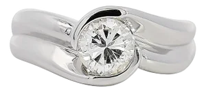 Egl Certified 1.01 Carat Round F-G/Si3 Diamond Platinum Bypass Engagement Ring Size 6.5