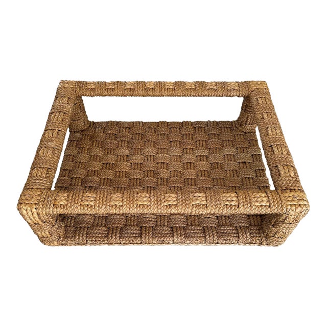 Williams-Sonoma Attributed Woven Seagrass Wicker Coffee Table For Sale