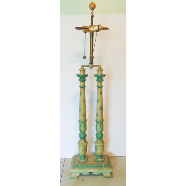 Italian Style Paint Decorated Wood Column Form Lamp For Sale In Philadelphia - Image 6 of 6