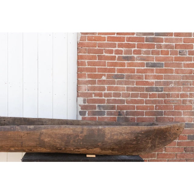 Brown 200" Long Antique Primitive Wooden Canoe For Sale - Image 8 of 11