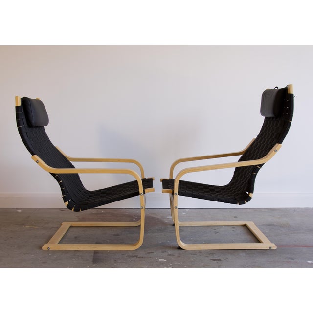 Mid-Century Modern Pair, Limited Edition Alvar Aalto 406 Tribute Poäng "Poem" Chairs by Noboru Nakamura for Ikea, 1999 For Sale - Image 3 of 6