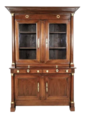 19th Century French Empire Period Walnut Bibliotheque or Bookcase