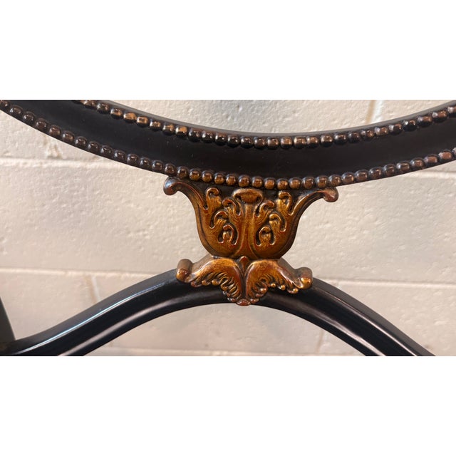 Late 20th Century Neoclassical Regency Style Ebonized & Gilt Cane Seat Dining Chairs, Set of 4 (1 Arm, 3 Side) For Sale - Image 9 of 12
