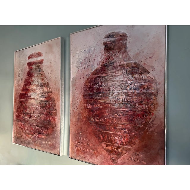 Pair of Abstract Oil Paintings by Lenore Schulman Lang, Signed and Dated 1983. For Sale - Image 4 of 10