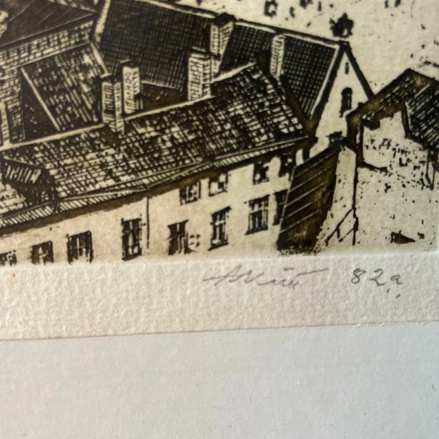 Vintage 1982 Etching of Tallinn, Estonia, Limited Edition 91/200" For Sale - Image 4 of 5
