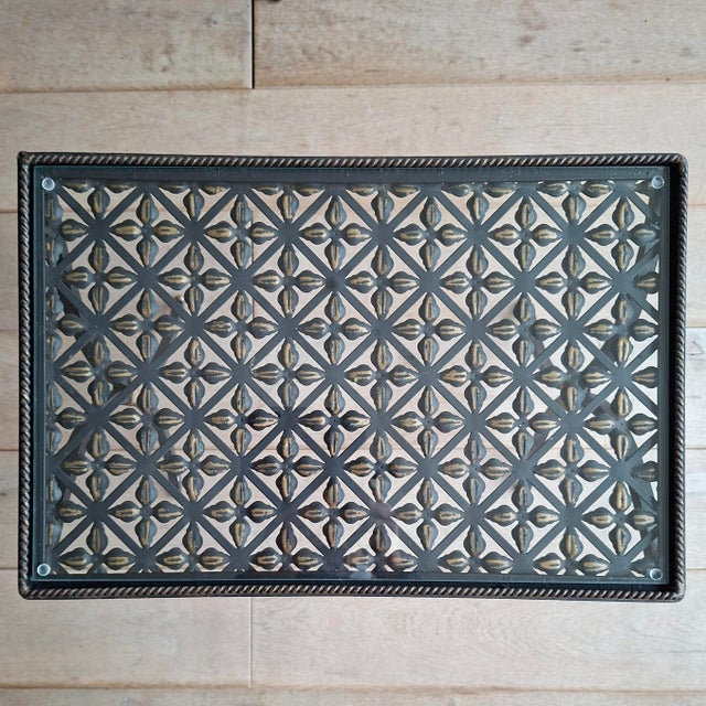 Mid-Century Modern Black Wrought Iron Side Tables with Gilt Accents, 1950s, Set of 3 For Sale - Image 3 of 11