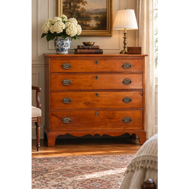 A beautiful early 19th-century Pennsylvania Federal chest of drawers, crafted in cherry and dating to approximately...