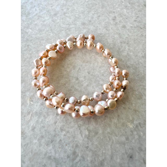 Freshwater Pearl and Silver Spacer Wrap Bracelet For Sale - Image 4 of 5