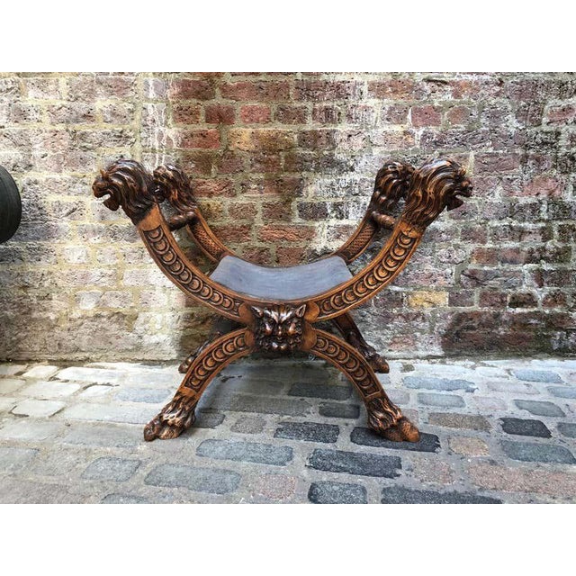 18th Century Italian Carved Walnut Stool For Sale - Image 10 of 11