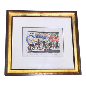 1994 Listed Artist Sergio Telles French Market Scene Framed 15.75" H