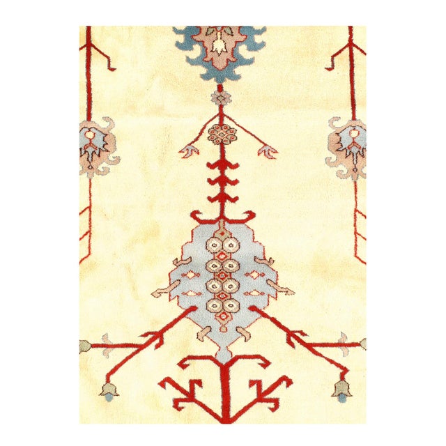 This is a Hand knotted wool Master Quality Rare to find Romanian Oushak rug. Cosmopolitan and sophisticated in look, the...