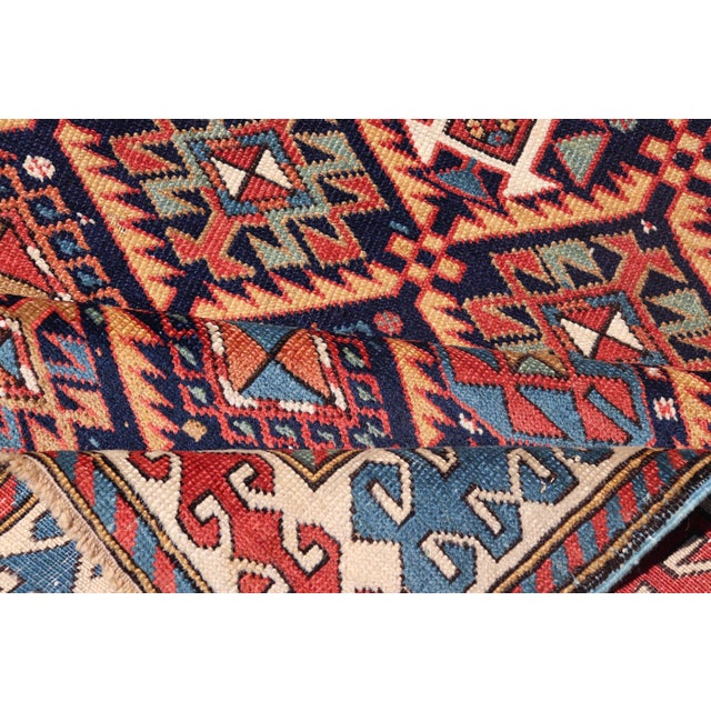 Antique Caucasian Akstafa Rug With Geometric Tribal Lattice Design Pattern For Sale - Image 12 of 13