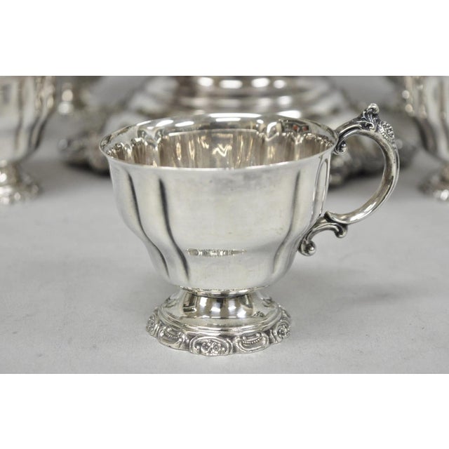 Vintage Baroque by Wallace 252 & 253 Silver Plated Punch Bowl Set W/ 10 Cups For Sale - Image 4 of 18