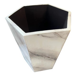 Irwin and Lane Faux Marble Hexagonal Handmade Wastebasket For Sale