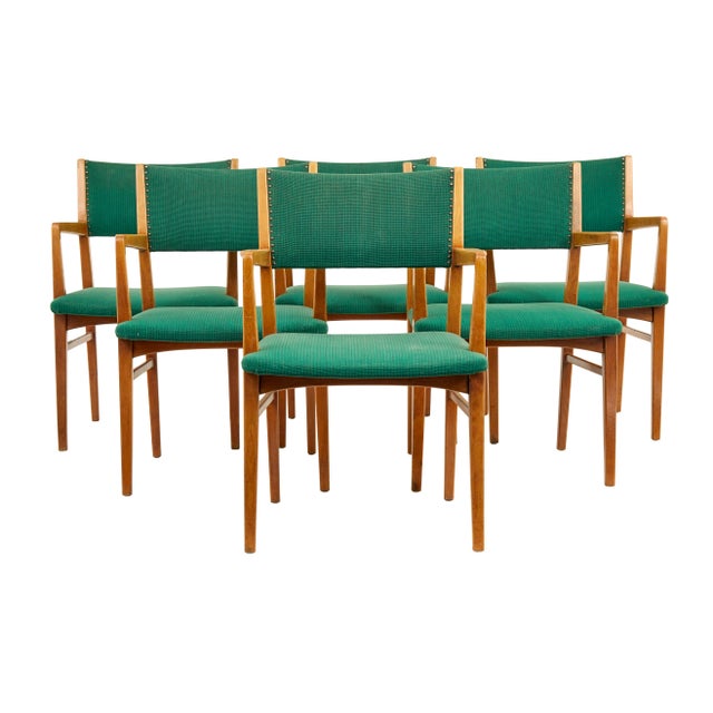 Forest Green Mid-Century Scandinavian Armchairs, 1960, Set of 6 For Sale - Image 8 of 8