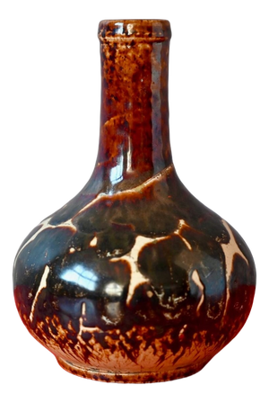 Vintage Stoneware Bottle Vase in Iridescent Brown Glaze, 1960s