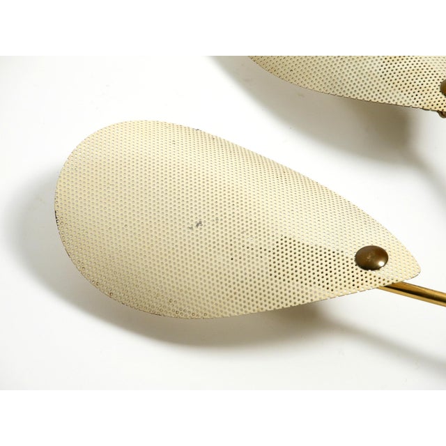 Metal Mid-Century Modern Brass Wall Lamp with Perforated Metal Sheet Lampshades, 1950s For Sale - Image 7 of 16