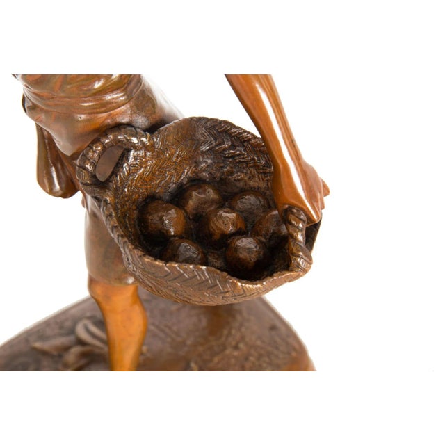French Orientalist Bronze Sculpture of Tunisian Fruit Seller by Marcel Debut For Sale - Image 9 of 12