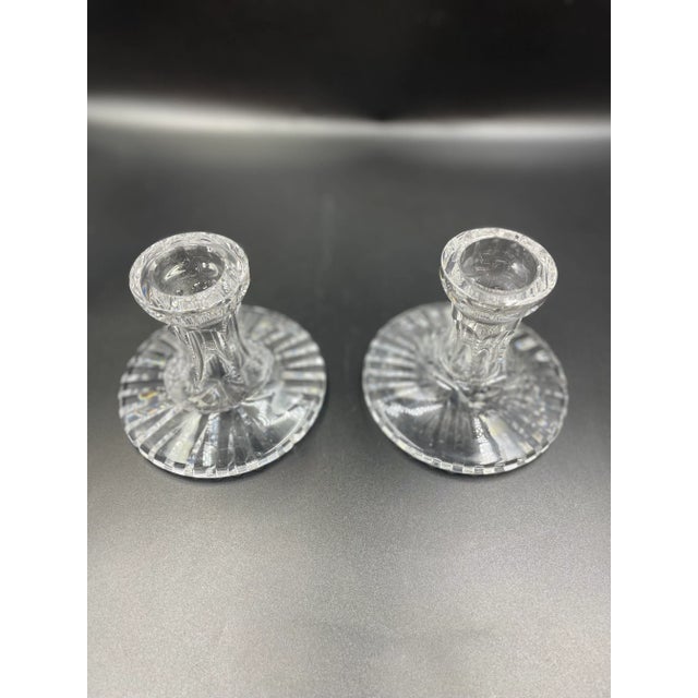Transparent Late 20th Century Waterford Pair of Crystal Candle Holders For Sale - Image 8 of 12