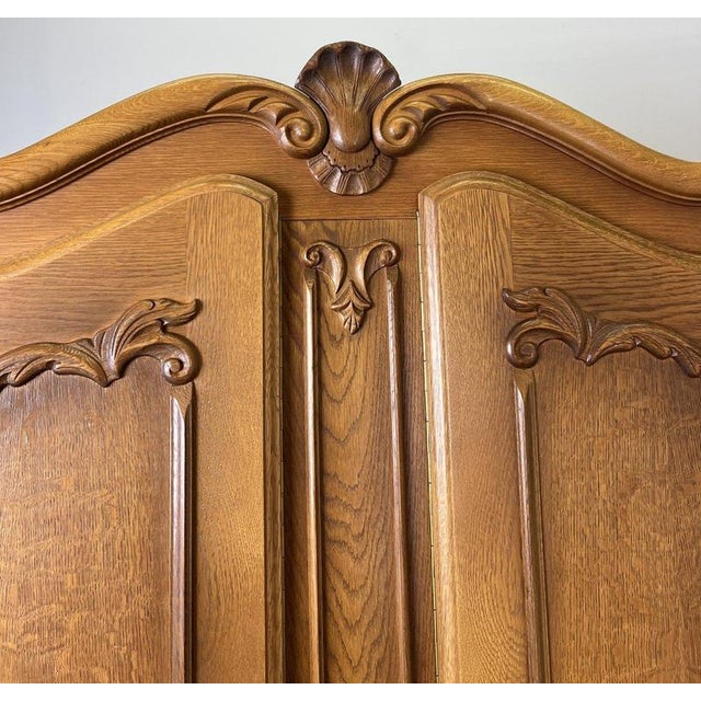 Vintage French Louis XVI Style Carved 4-Door Armoire For Sale - Image 3 of 13