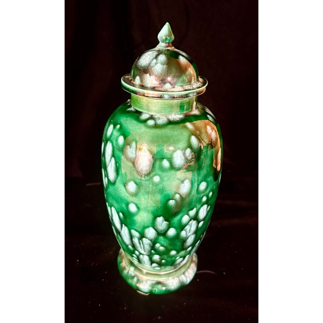 1960s Green Speckled Ginger Jar For Sale - Image 6 of 10