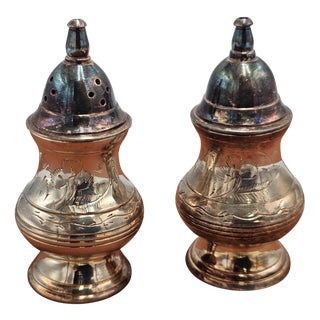 Silver-Plated Pepper and Salt Containers, 1890s, Set of 2 For Sale